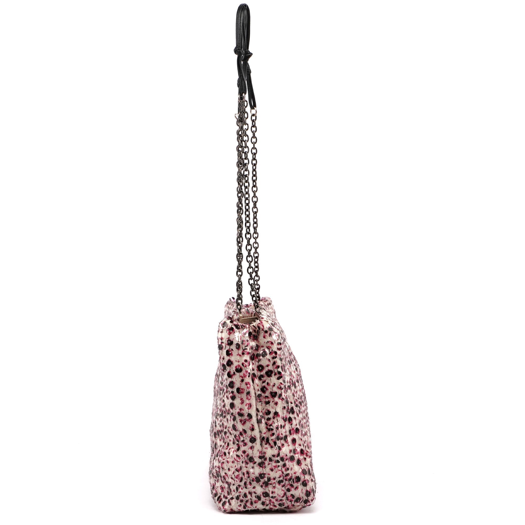 Prada Sac à chaîne en soie à sequins rose