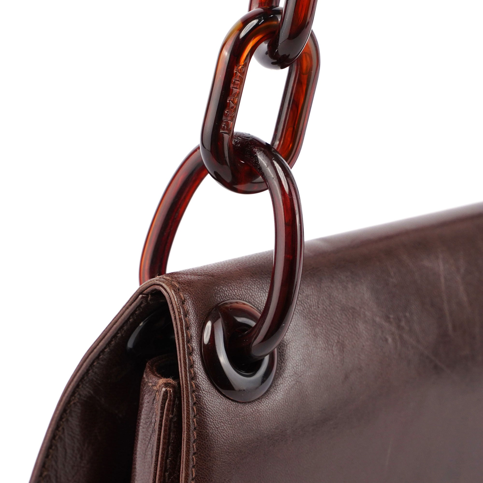 Prada Prada Brown Calfskin Chain Shoulder Bag