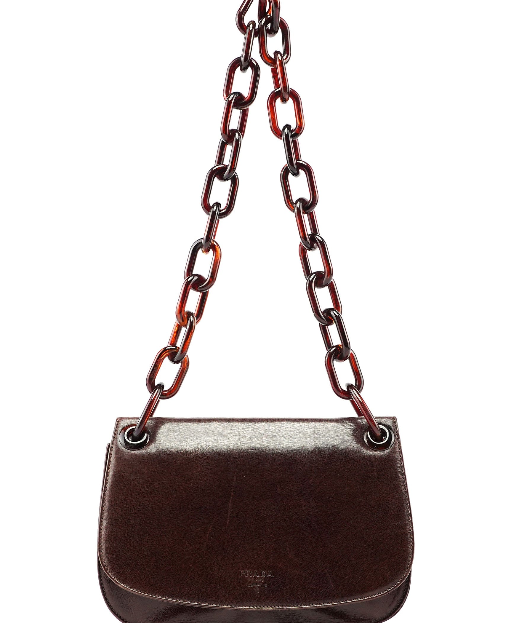 Prada Prada Brown Calfskin Chain Shoulder Bag