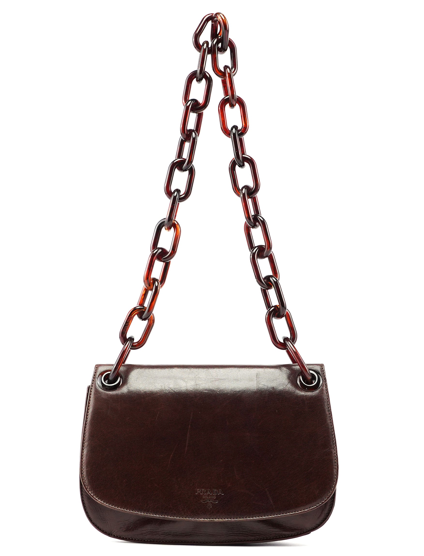 Prada Prada Brown Calfskin Chain Shoulder Bag