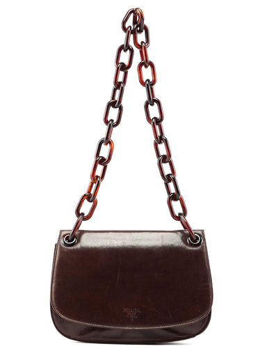 Prada Prada Brown Calfskin Chain Shoulder Bag