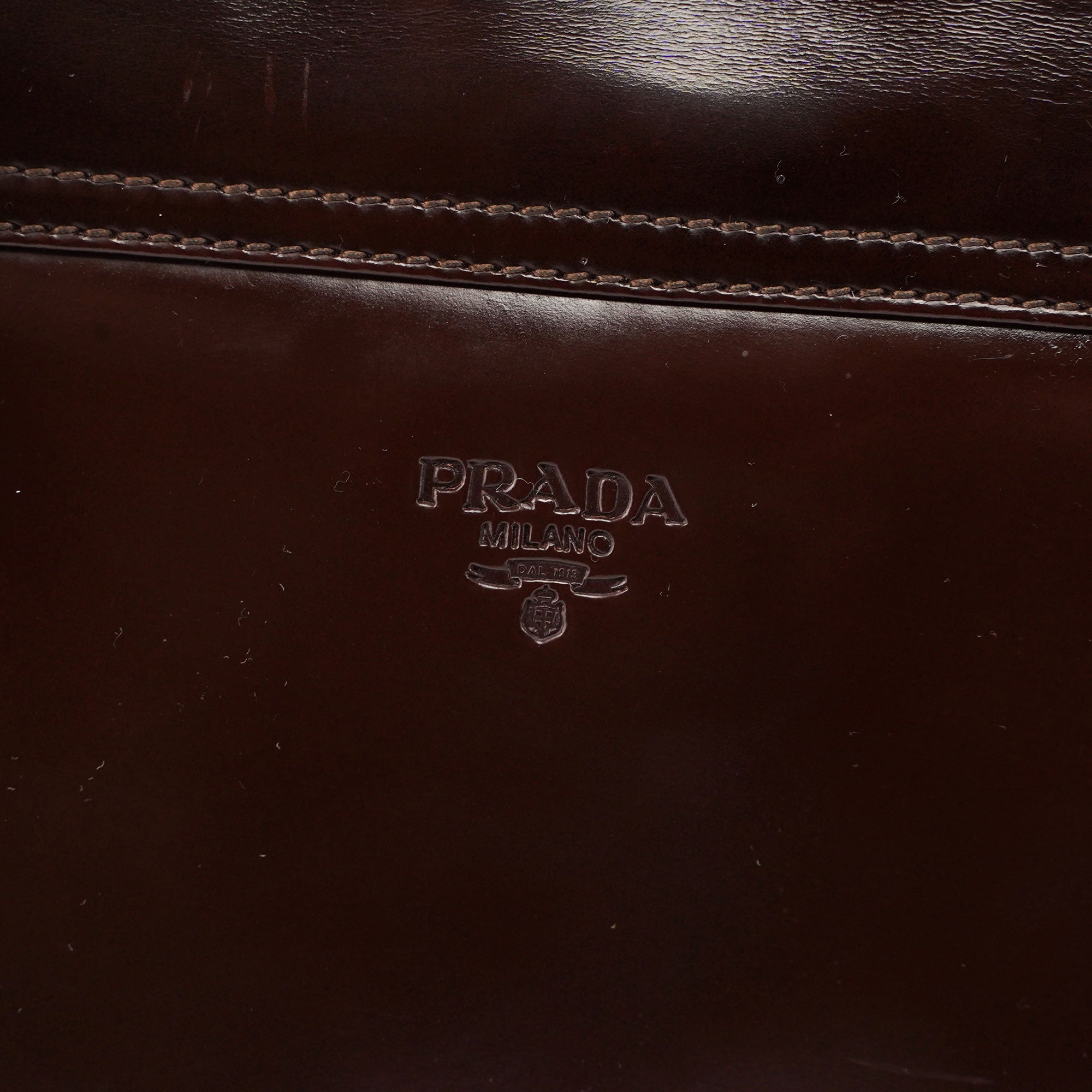 Prada Sac cabas Prada Spazzolato en cuir verni marron
