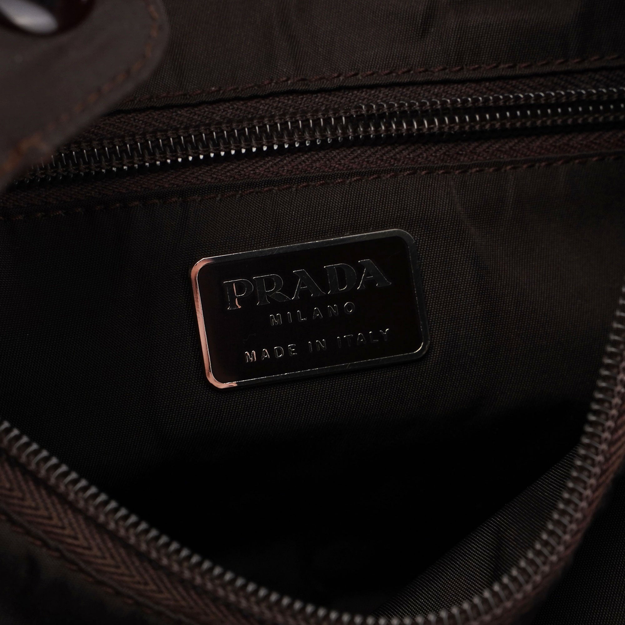 Prada Sac porté épaule Prada Tessuto Plastic en nylon marron