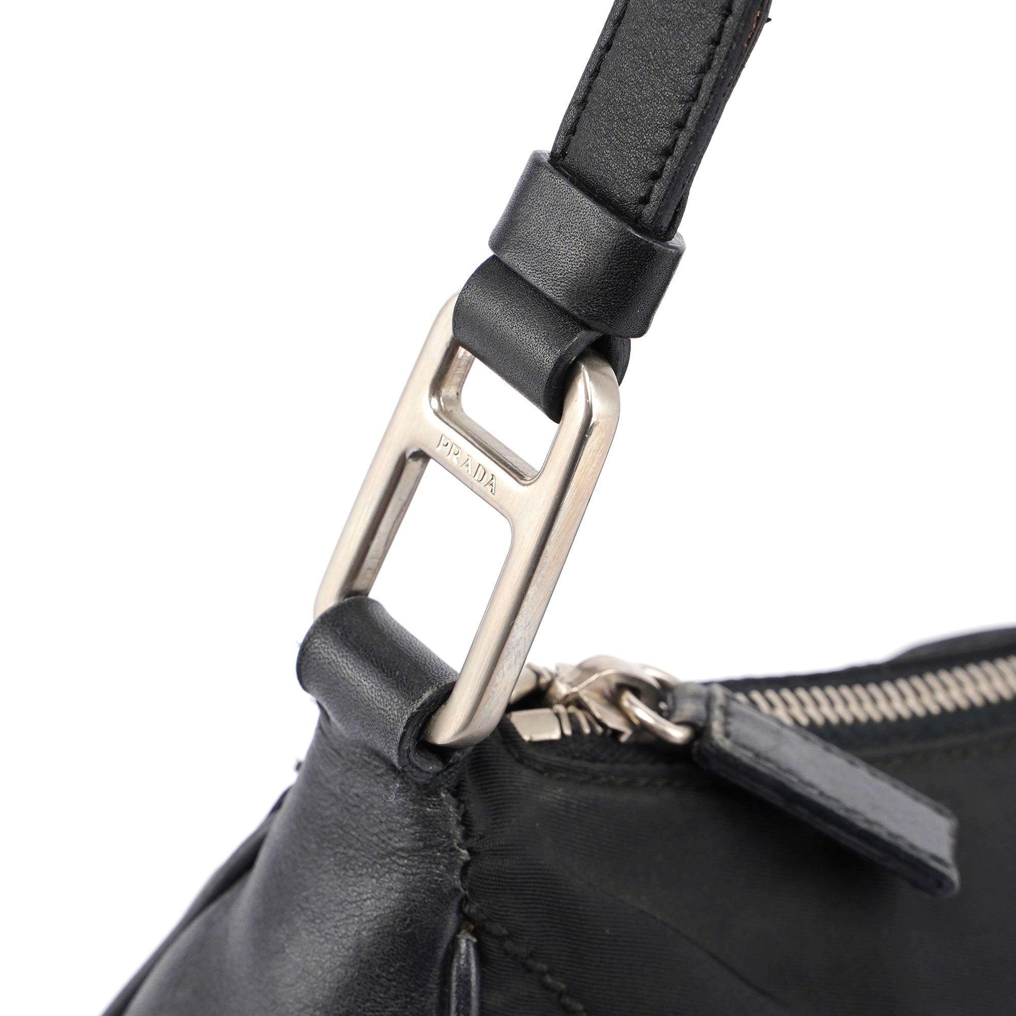Prada Mini sac à main Prada Tessuto en nylon et cuir noirs