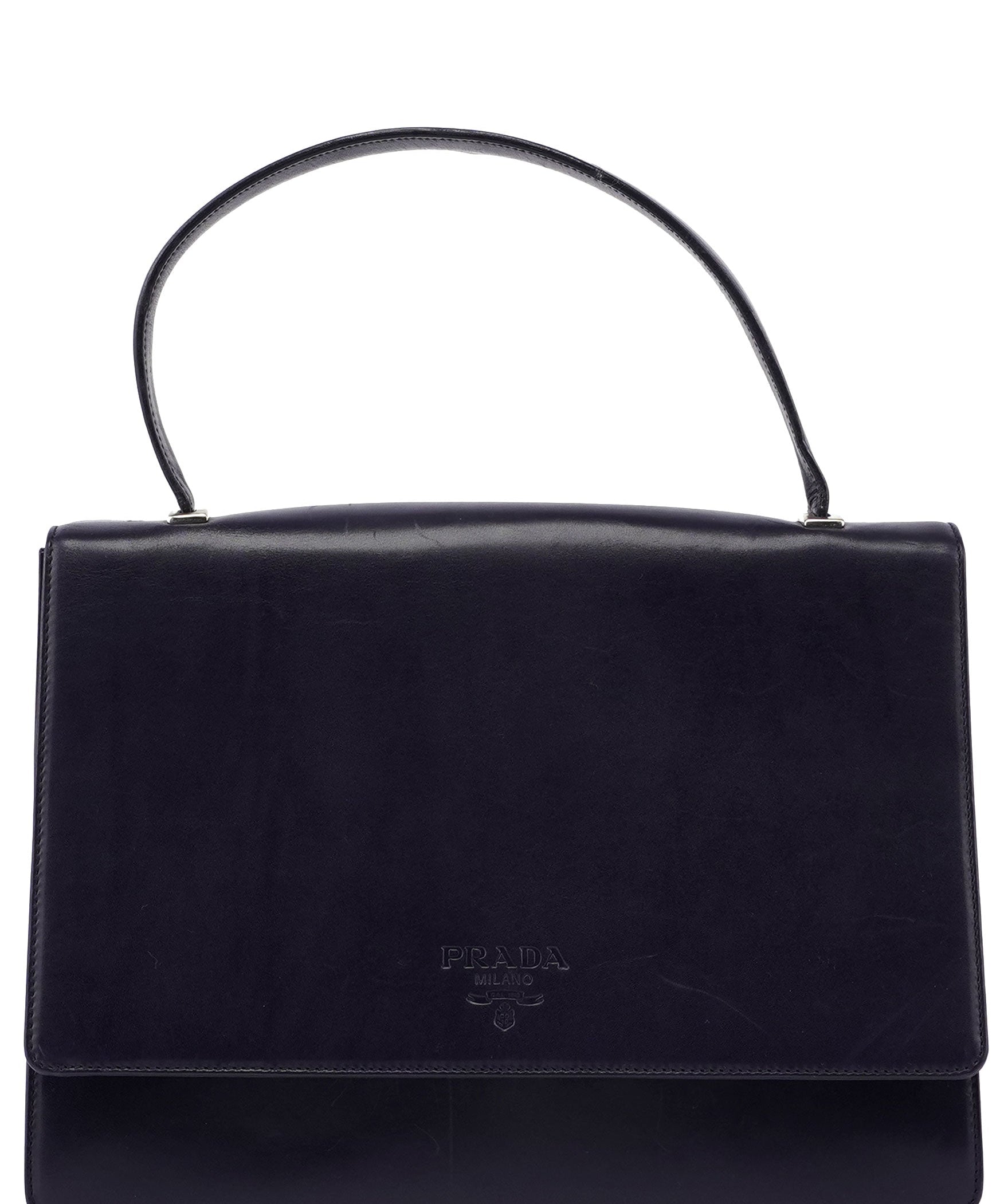Prada Purple Calfskin Top Handle Flap Bag