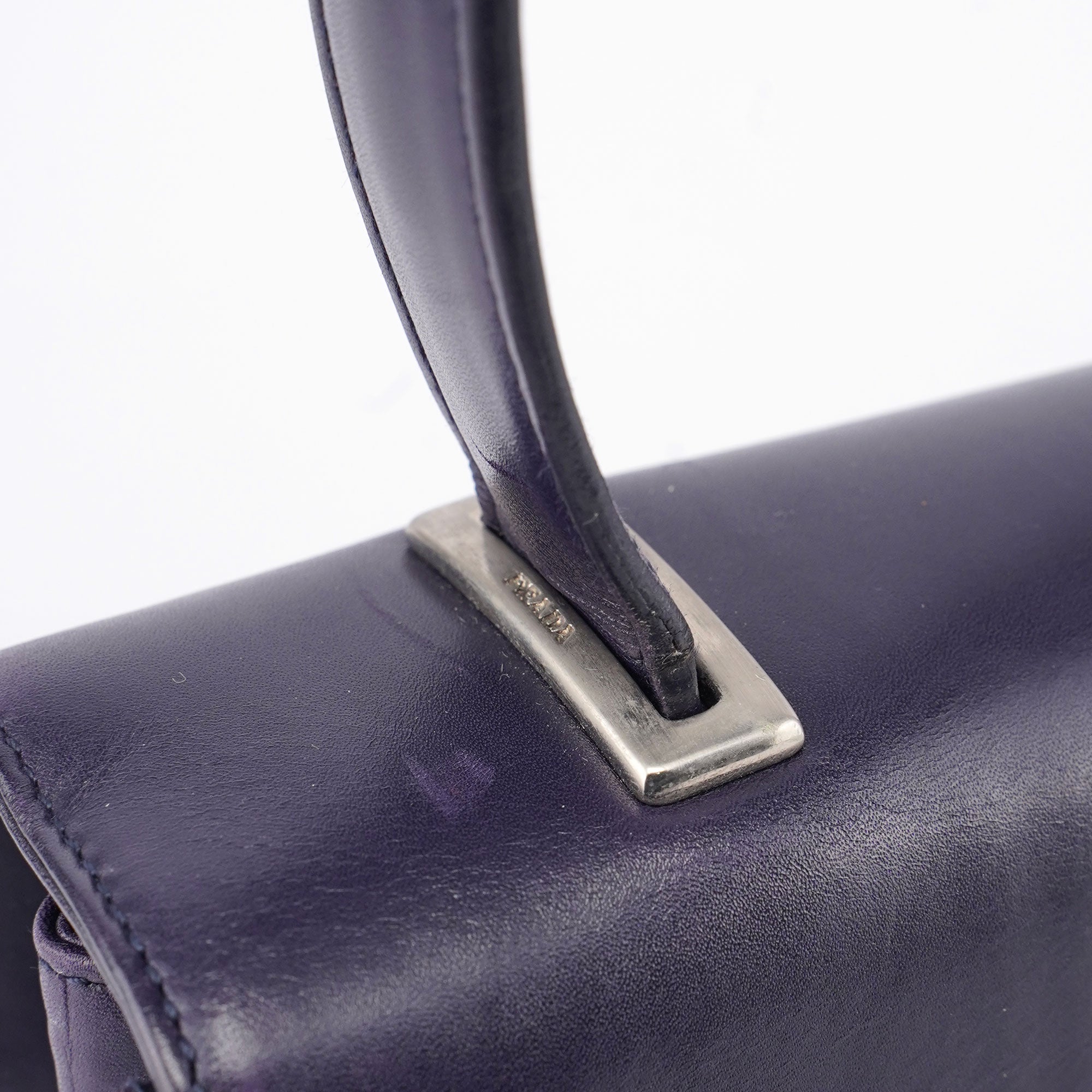 Prada Purple Calfskin Top Handle Flap Bag