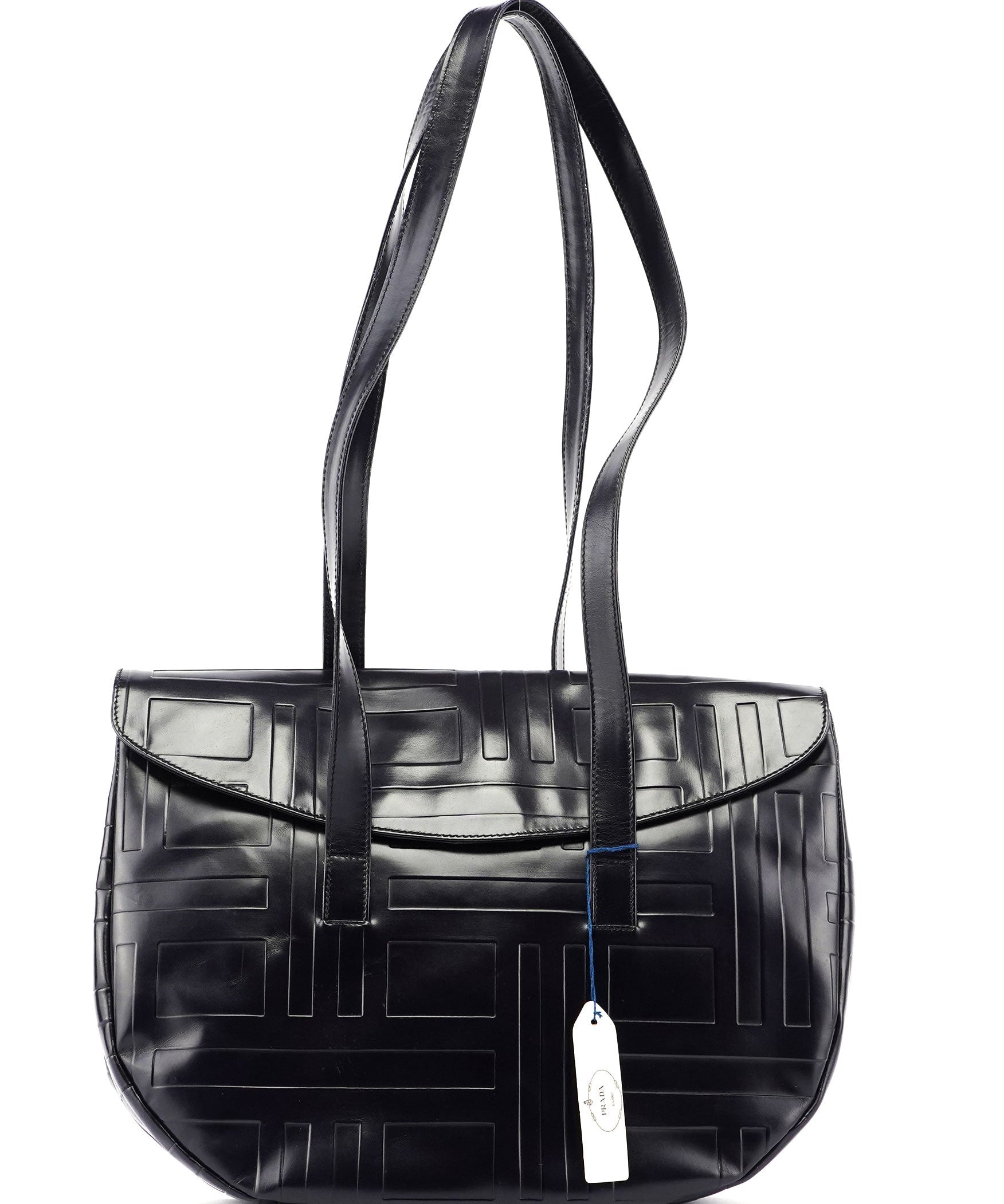 Prada Purple Spazzolato Embossed Tote Bag