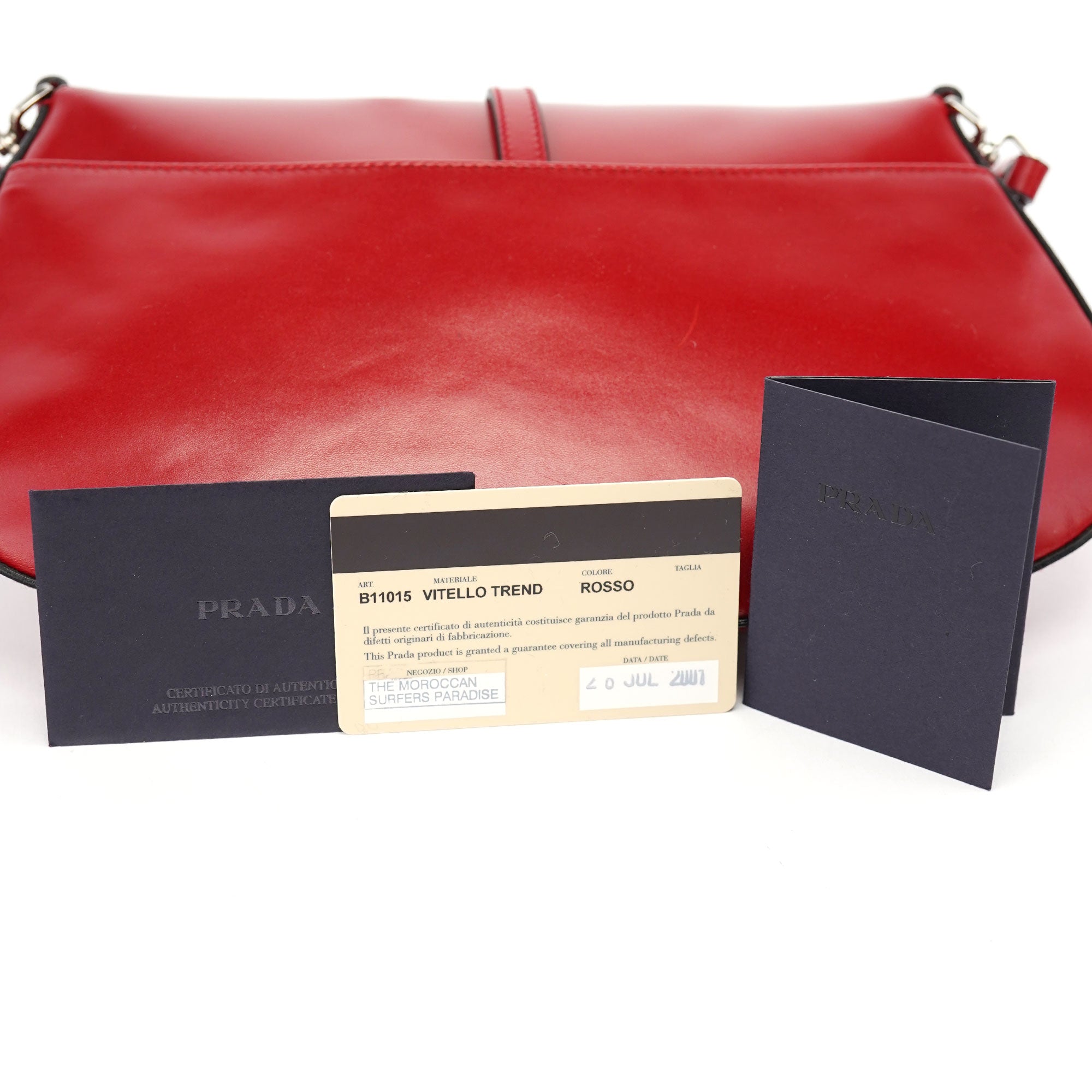 Prada Red Calfskin Cleo Shoulder Bag