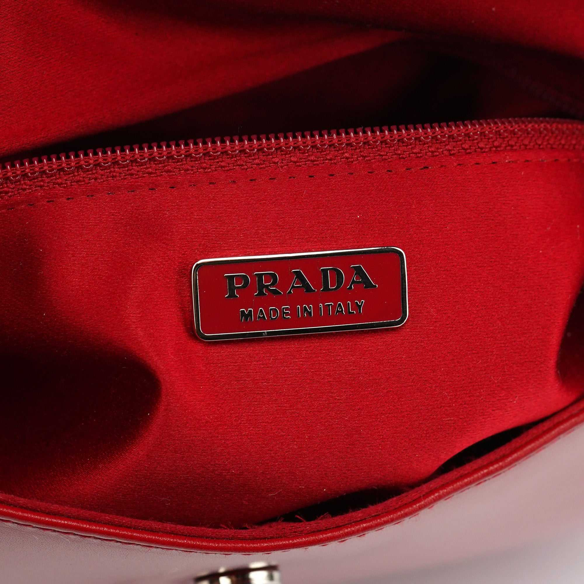 Prada Red Calfskin Cleo Shoulder Bag