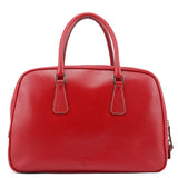 Prada Red Leather Bowling Tote Bag