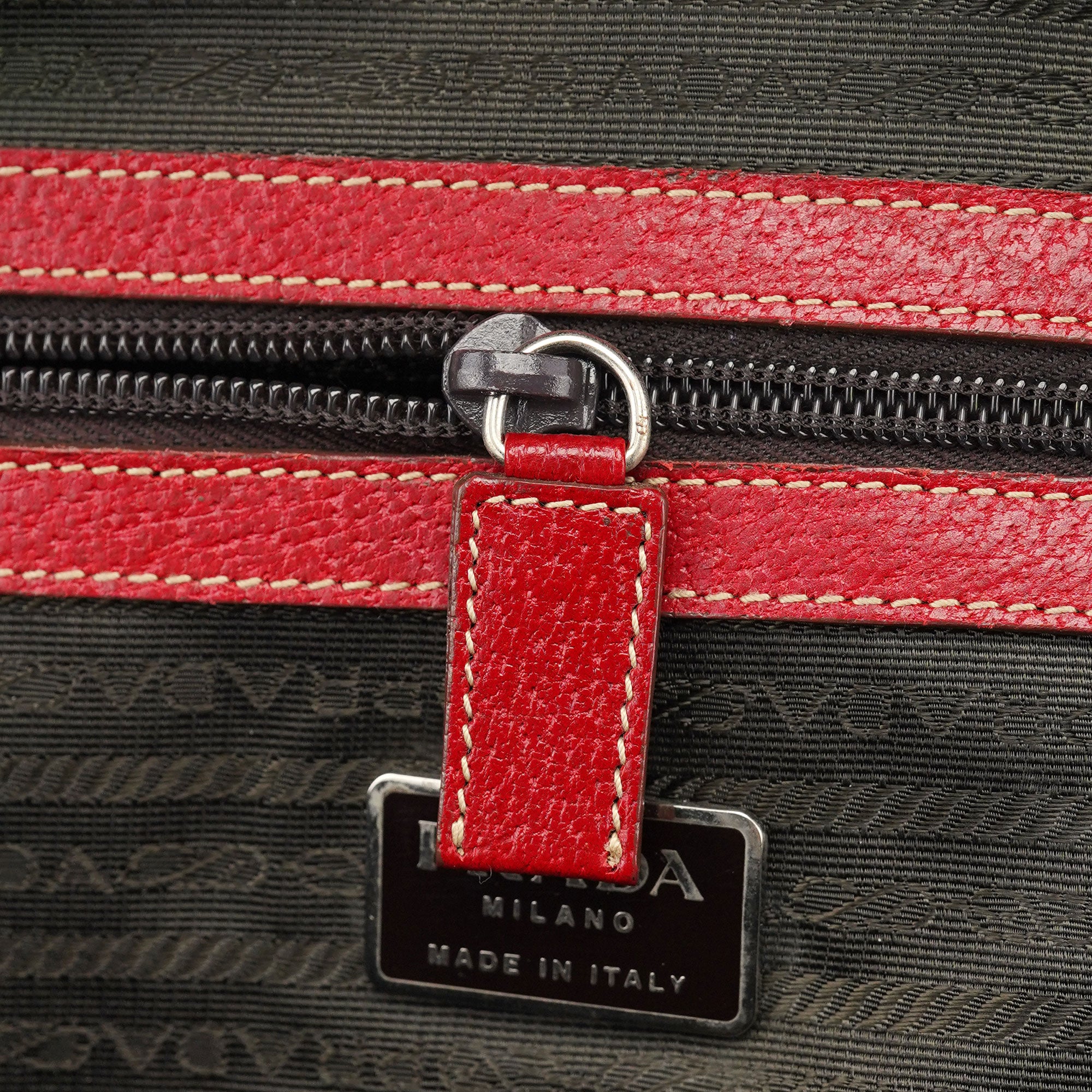 Prada Red Leather Bowling Tote Bag