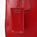 Prada Red Leather Bowling Tote Bag