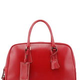 Prada Red Leather Bowling Tote Bag