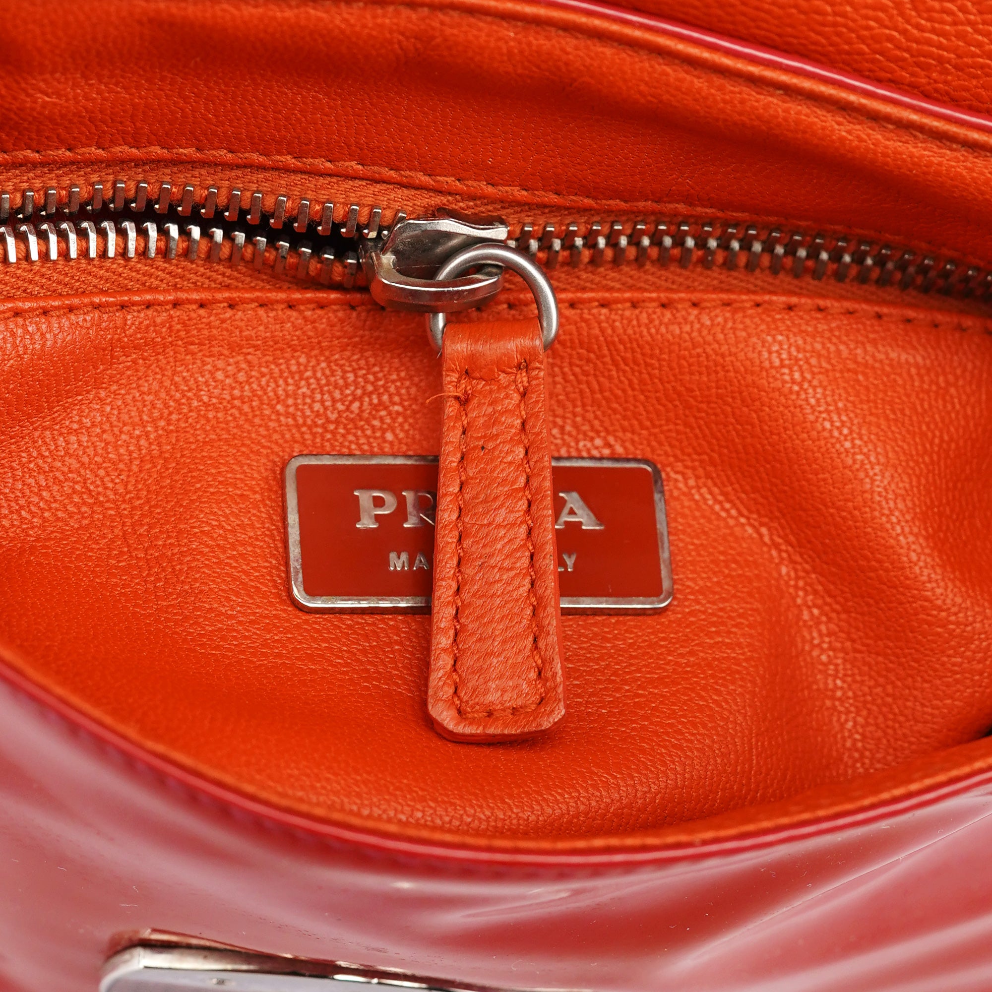 Prada Red Spazzolato Buckle Shoulder Bag