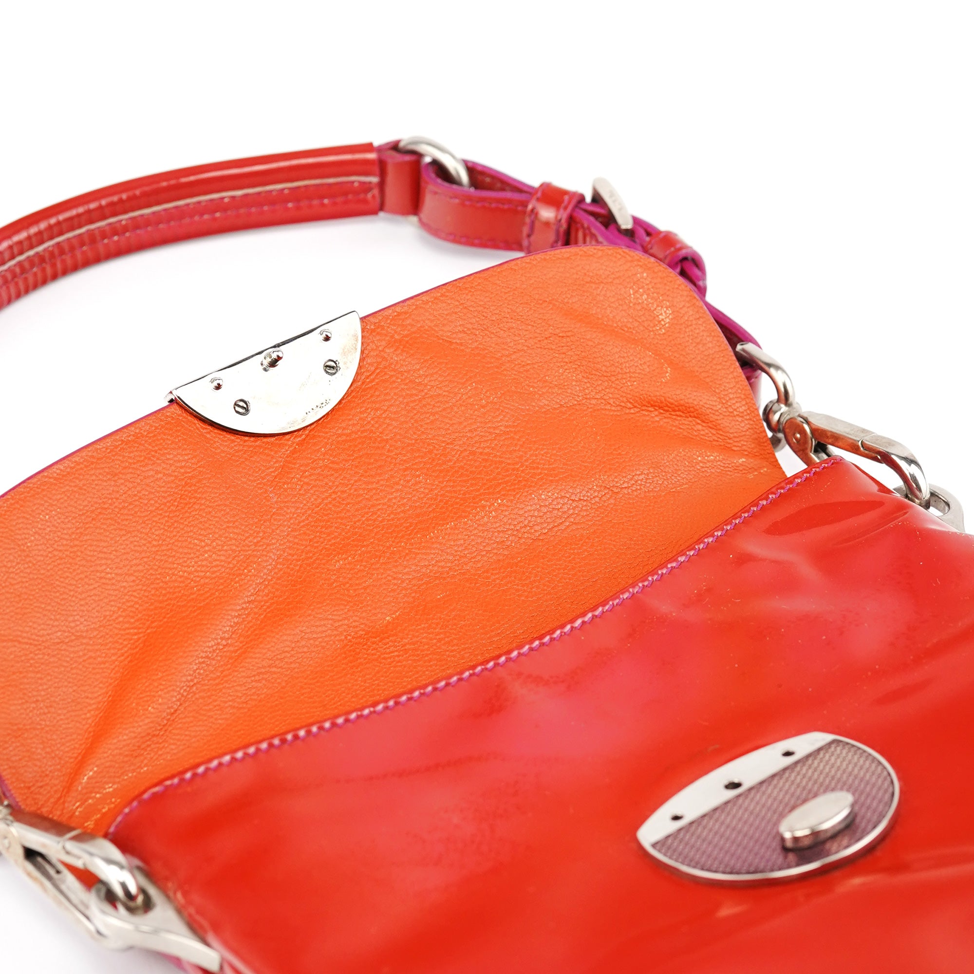 Prada Red Spazzolato Buckle Shoulder Bag