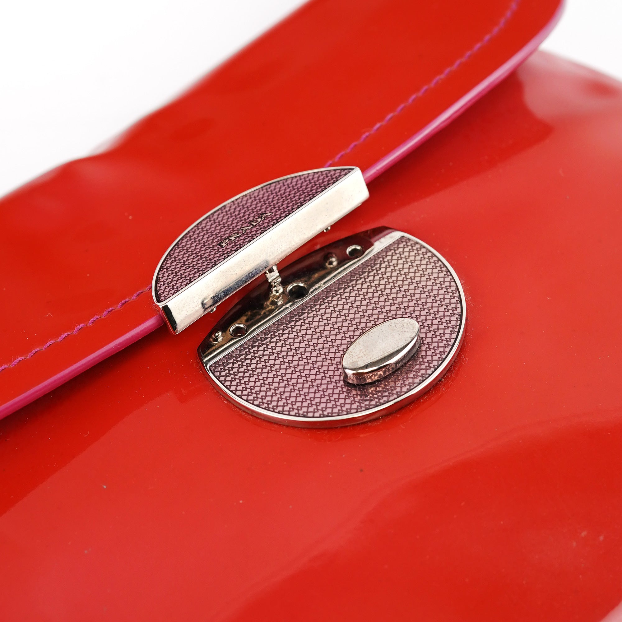 Prada Red Spazzolato Buckle Shoulder Bag