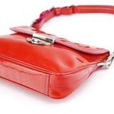 Prada Red Spazzolato Buckle Shoulder Bag