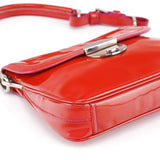 Prada Red Spazzolato Buckle Shoulder Bag
