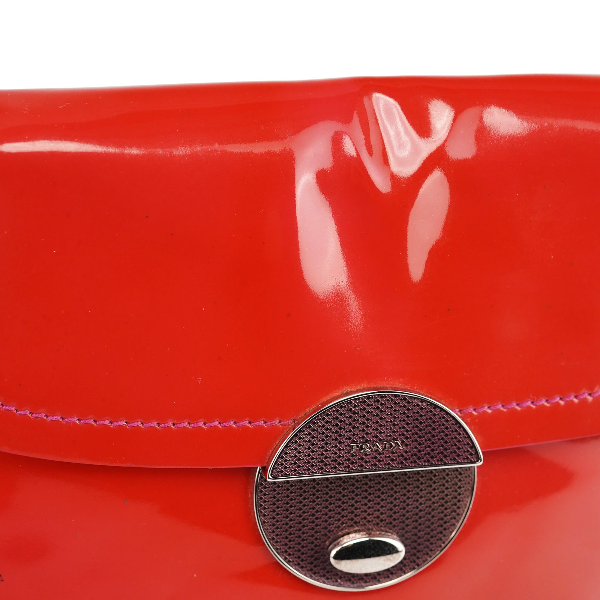 Prada Red Spazzolato Buckle Shoulder Bag