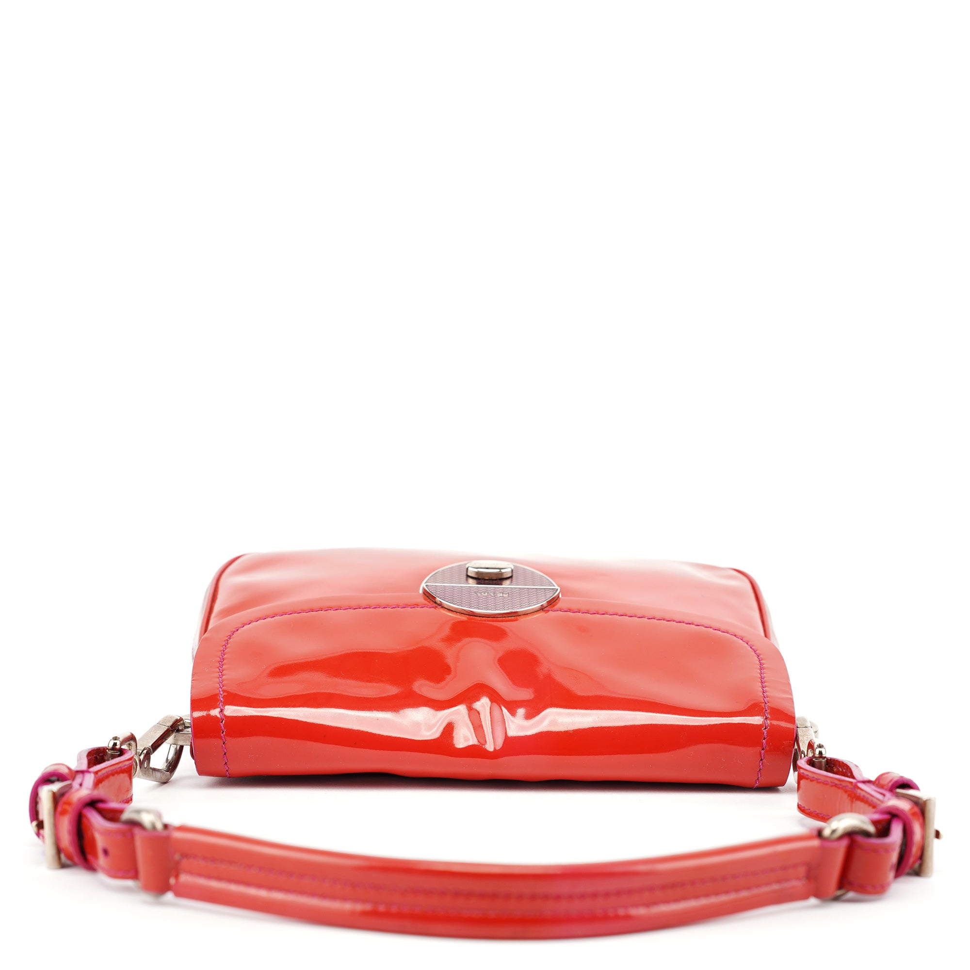 Prada Red Spazzolato Buckle Shoulder Bag