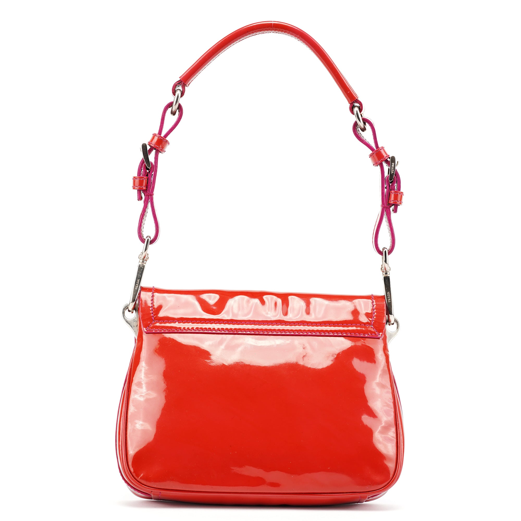 Prada Red Spazzolato Buckle Shoulder Bag