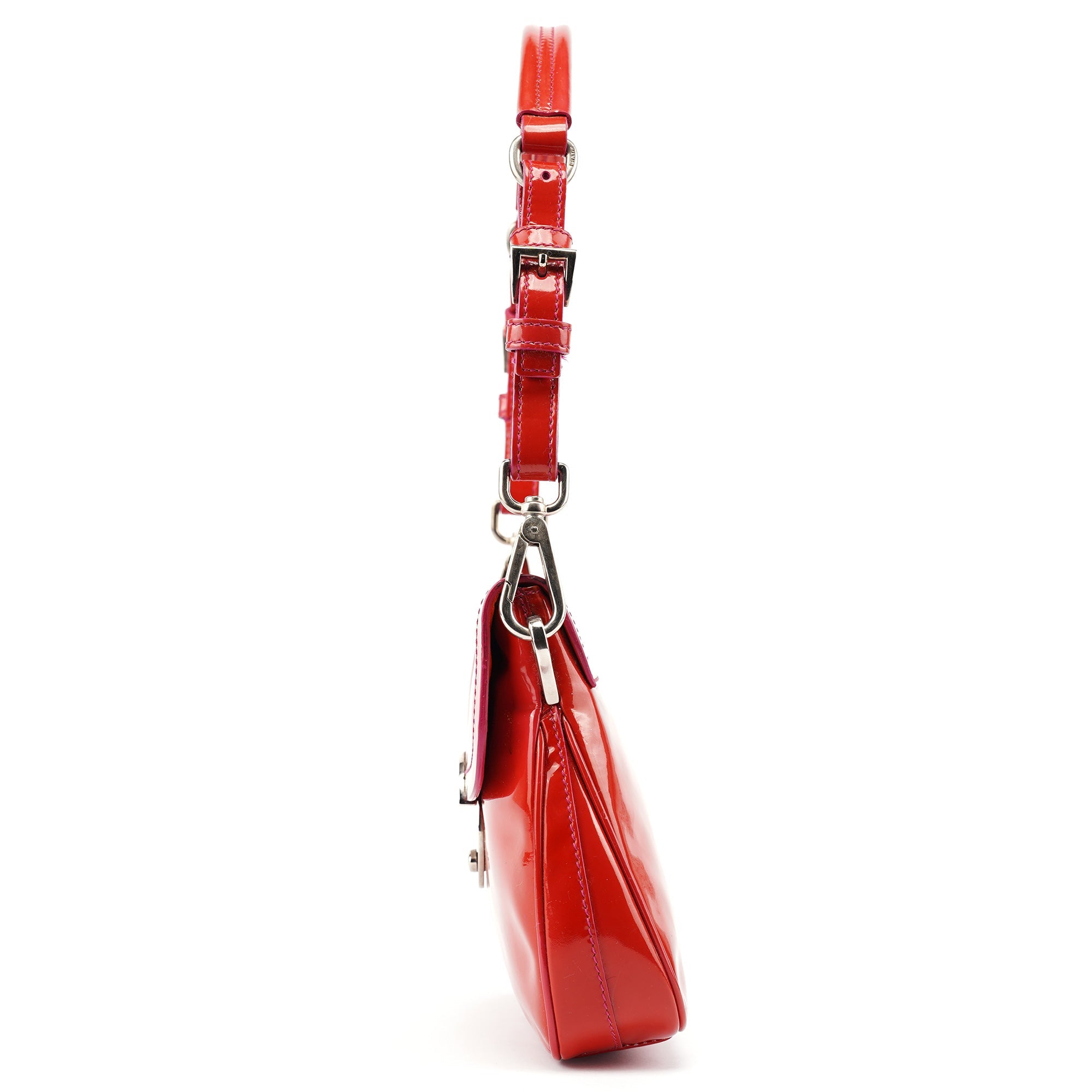 Prada Red Spazzolato Buckle Shoulder Bag