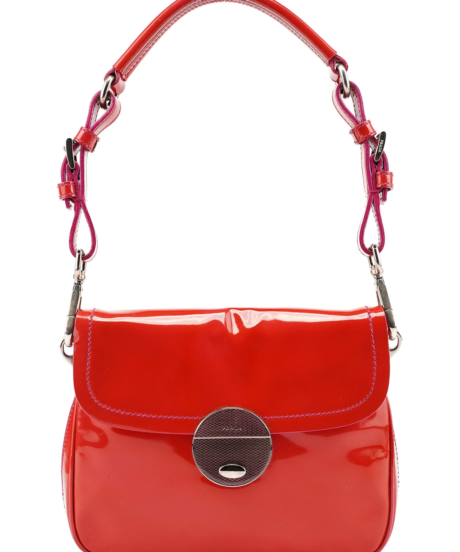 Prada Red Spazzolato Buckle Shoulder Bag