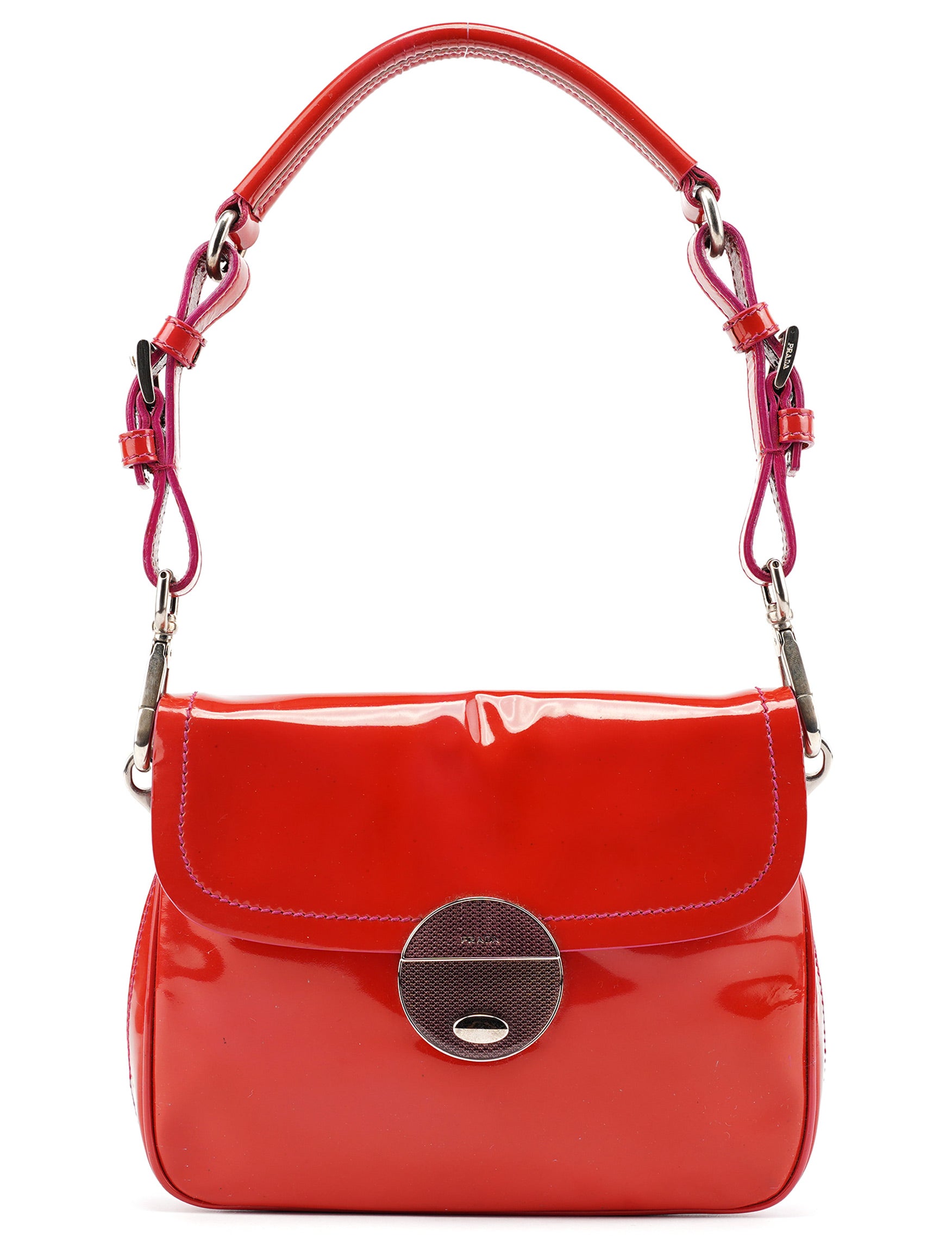Prada Red Spazzolato Buckle Shoulder Bag