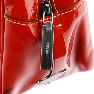 Prada Red Spazzolato Leather Mini Bowling Bag