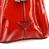 Prada Mini sac bowling Spazzolato en cuir verni rouge
