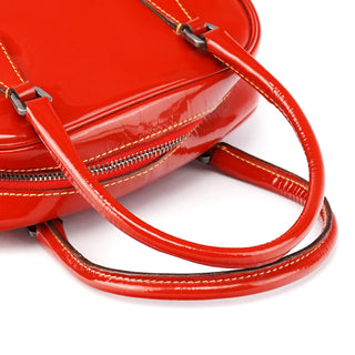 Prada Red Spazzolato Leather Mini Bowling Bag