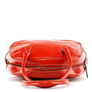 Prada Red Spazzolato Leather Mini Bowling Bag