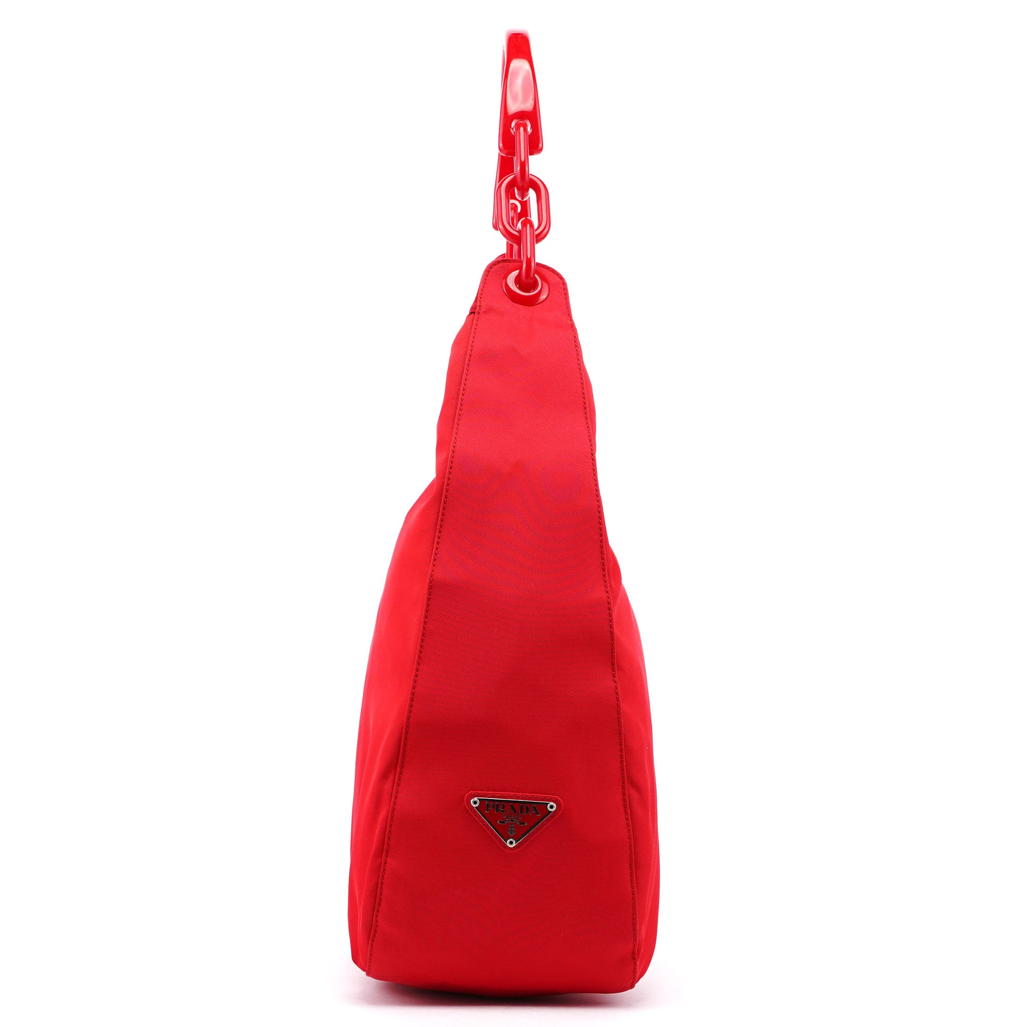 Prada Tessuto Plastic Schultertasche aus rotem Nylon