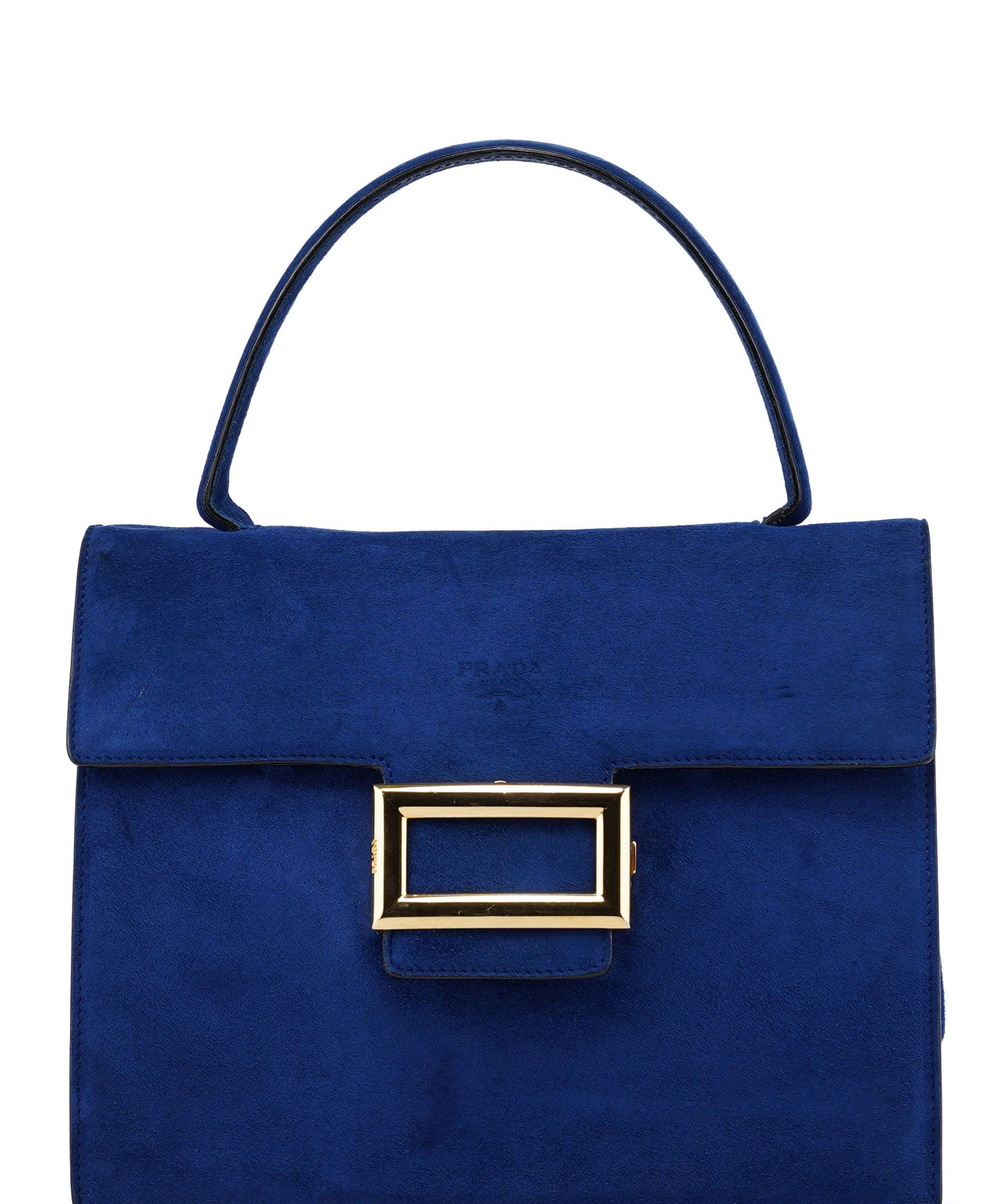 Prada Royal Blue Suede Top Handle Bag