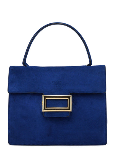 Prada Royal Blue Suede Top Handle Bag