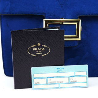 Prada Royal Blue Suede Top Handle Bag