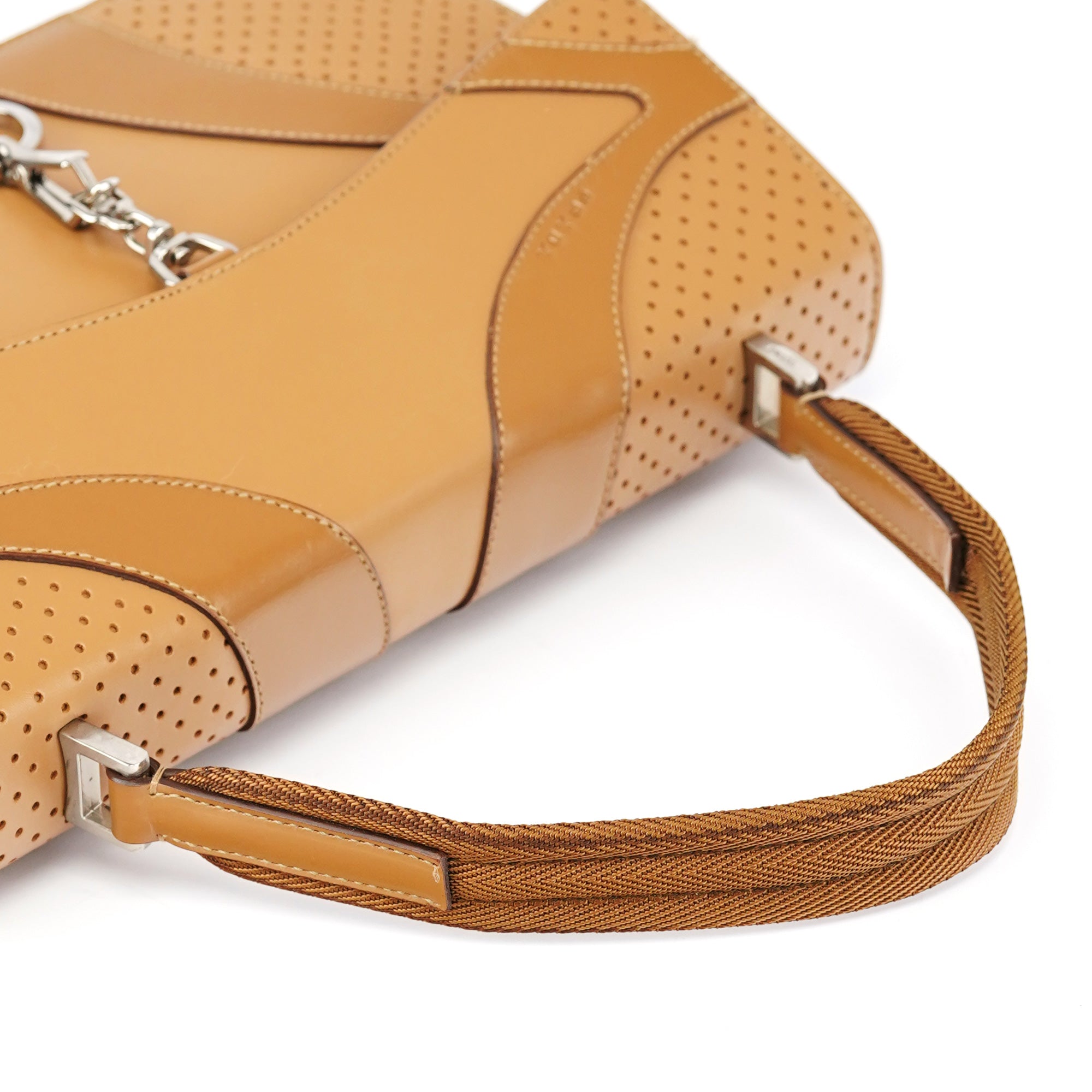 Prada Printemps 2000 Sac à poignée en cuir de veau beige