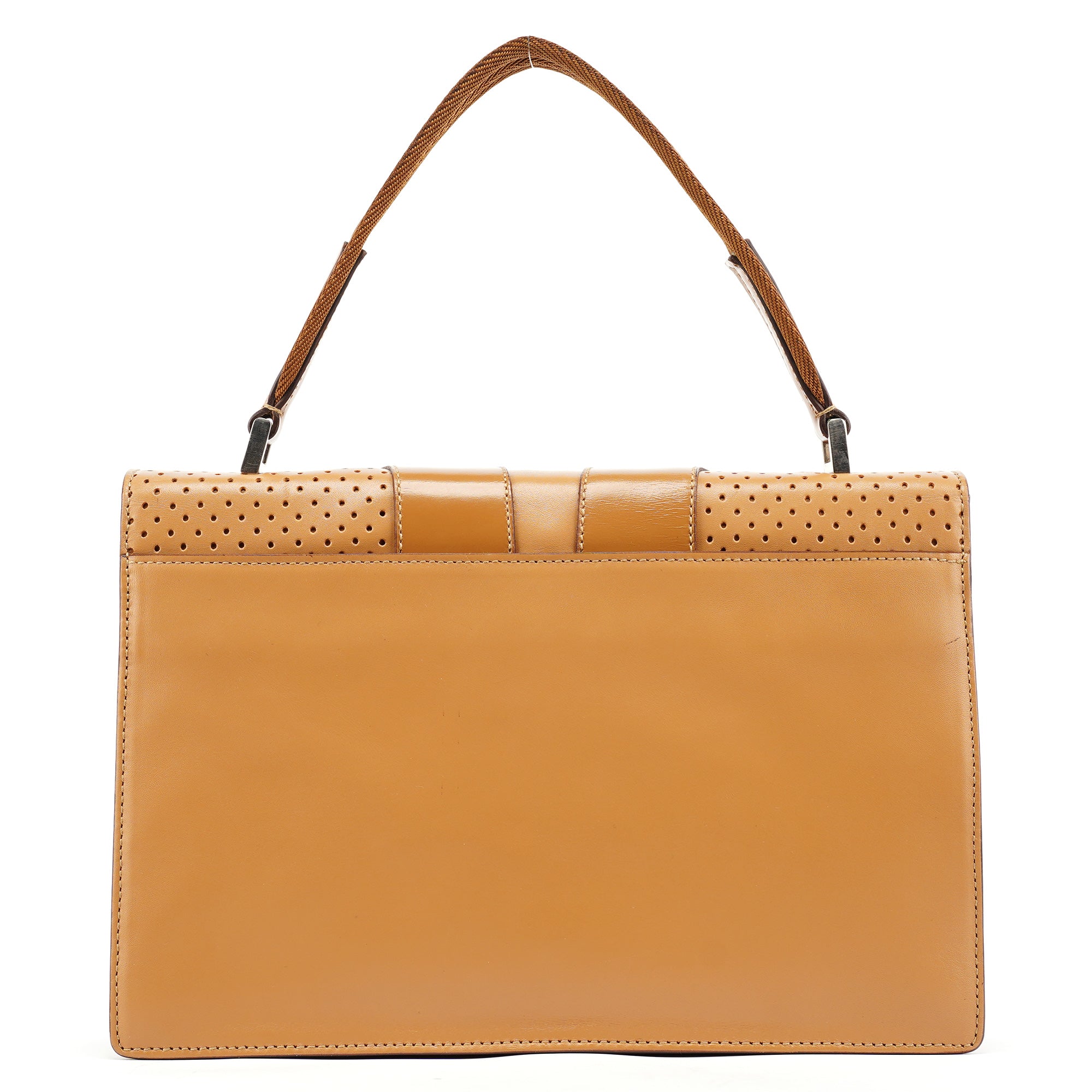 Prada Printemps 2000 Sac à poignée en cuir de veau beige