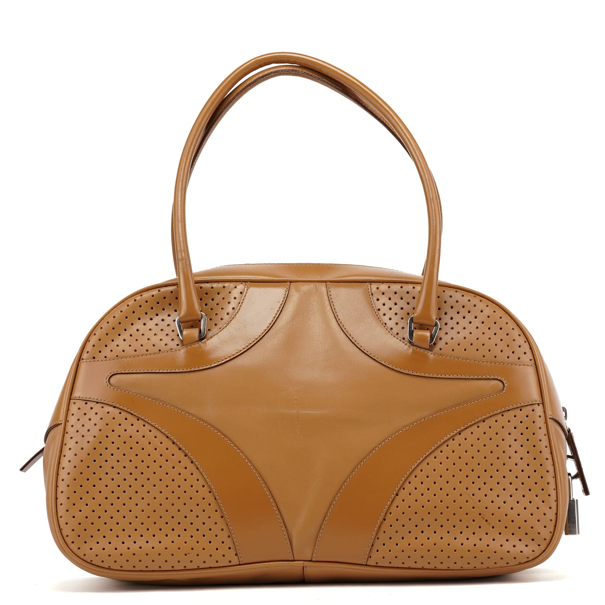 Prada Printemps 2000 Sac bowling en cuir beige
