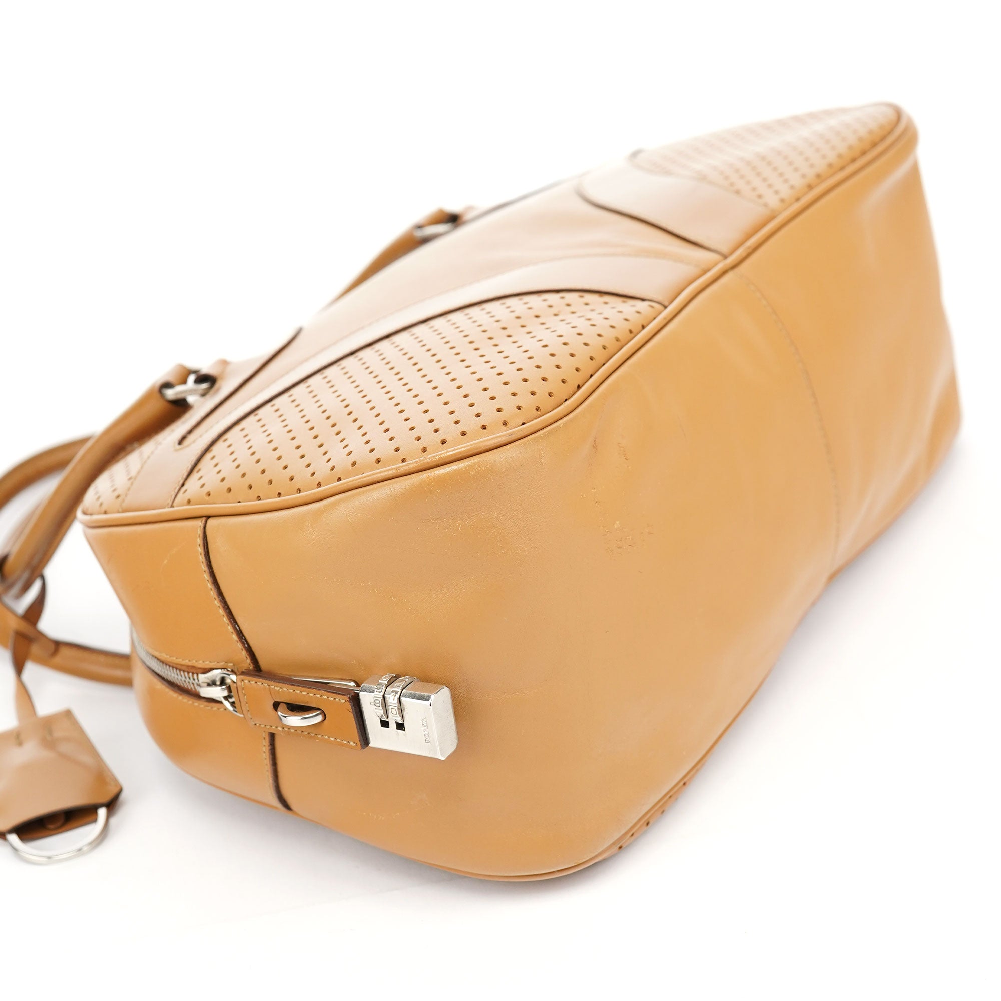 Prada Printemps 2000 Sac bowling en cuir beige