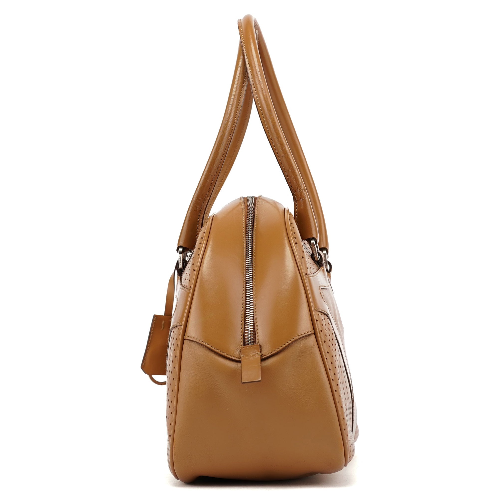 Prada Printemps 2000 Sac bowling en cuir beige