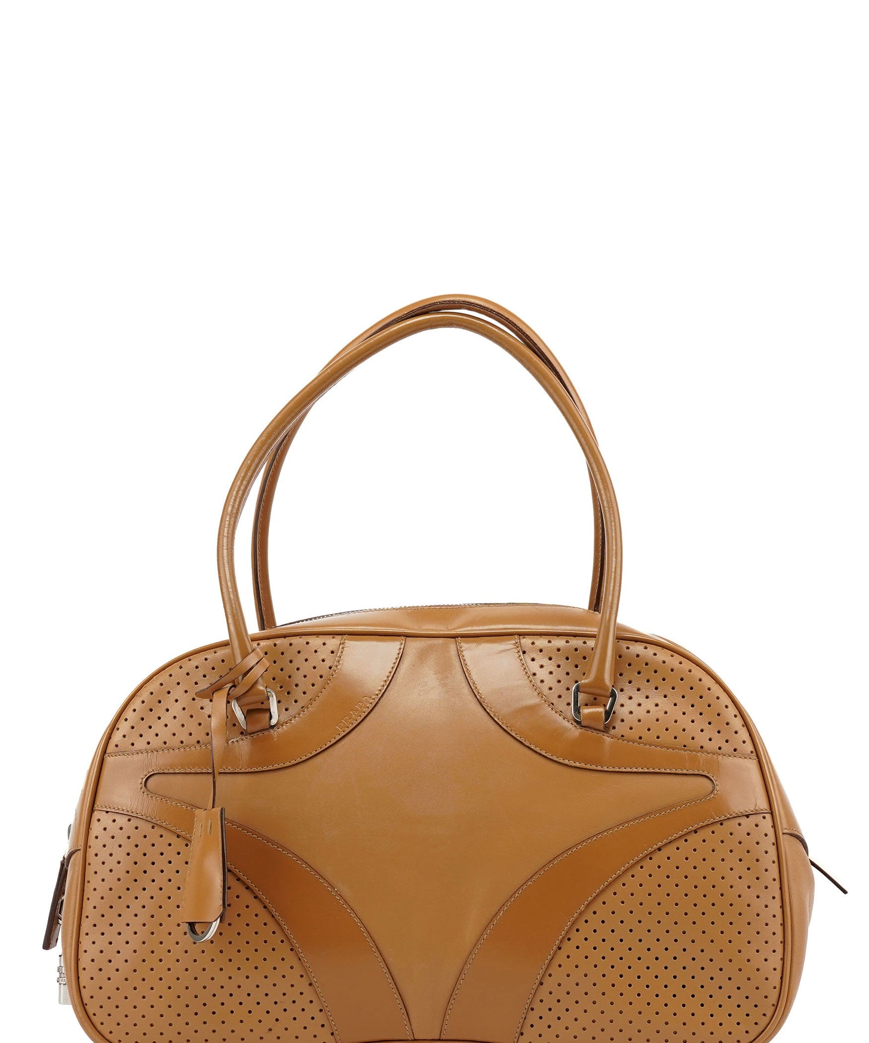 Prada Spring 2000 Beige Leather Bowling Bag