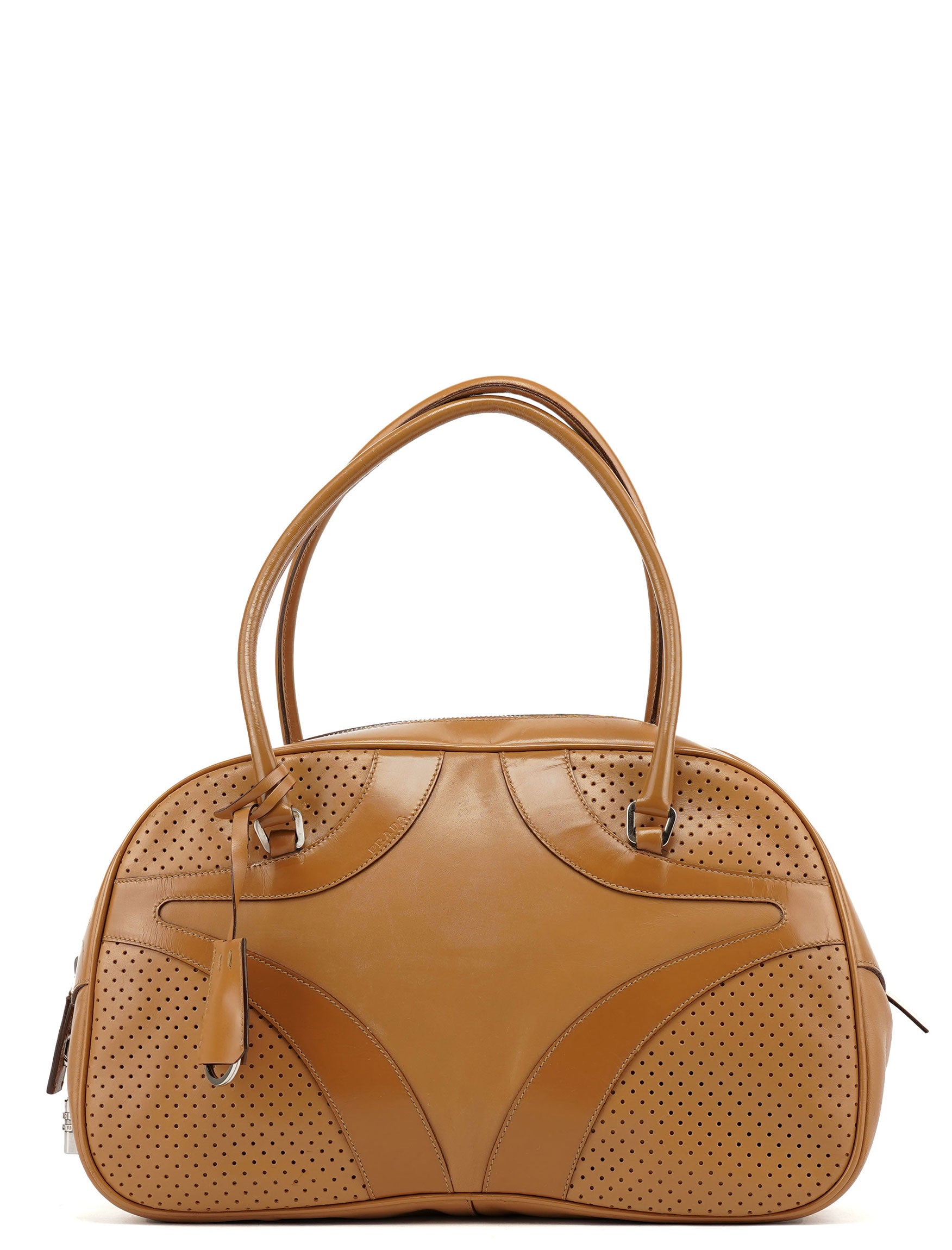 Prada Printemps 2000 Sac bowling en cuir beige