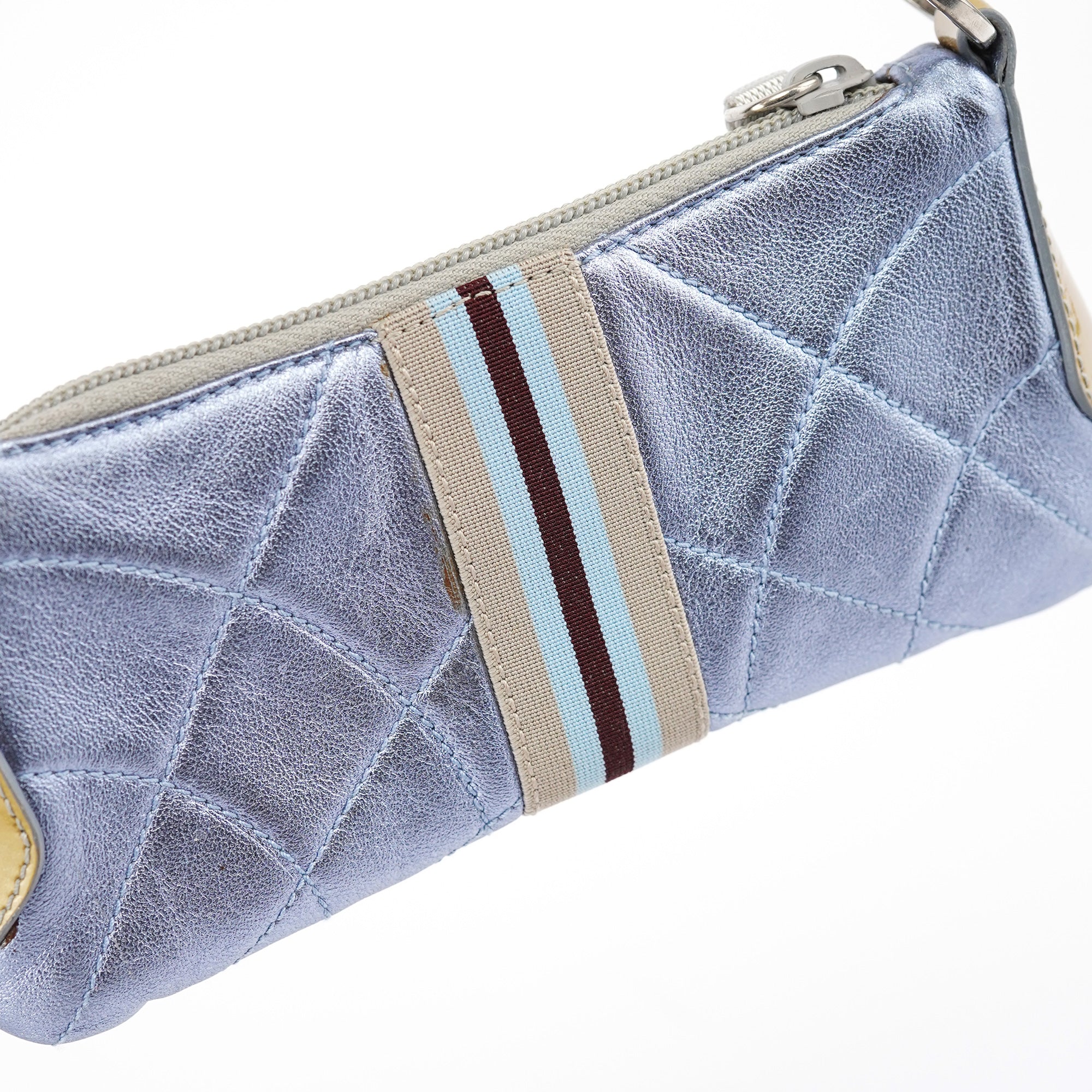 Prada Spring 2000 Metallic Blue Quilted Mini Bag