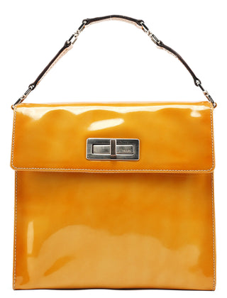 Prada Yellow Patent Leather Turnlock Shoulder Bag