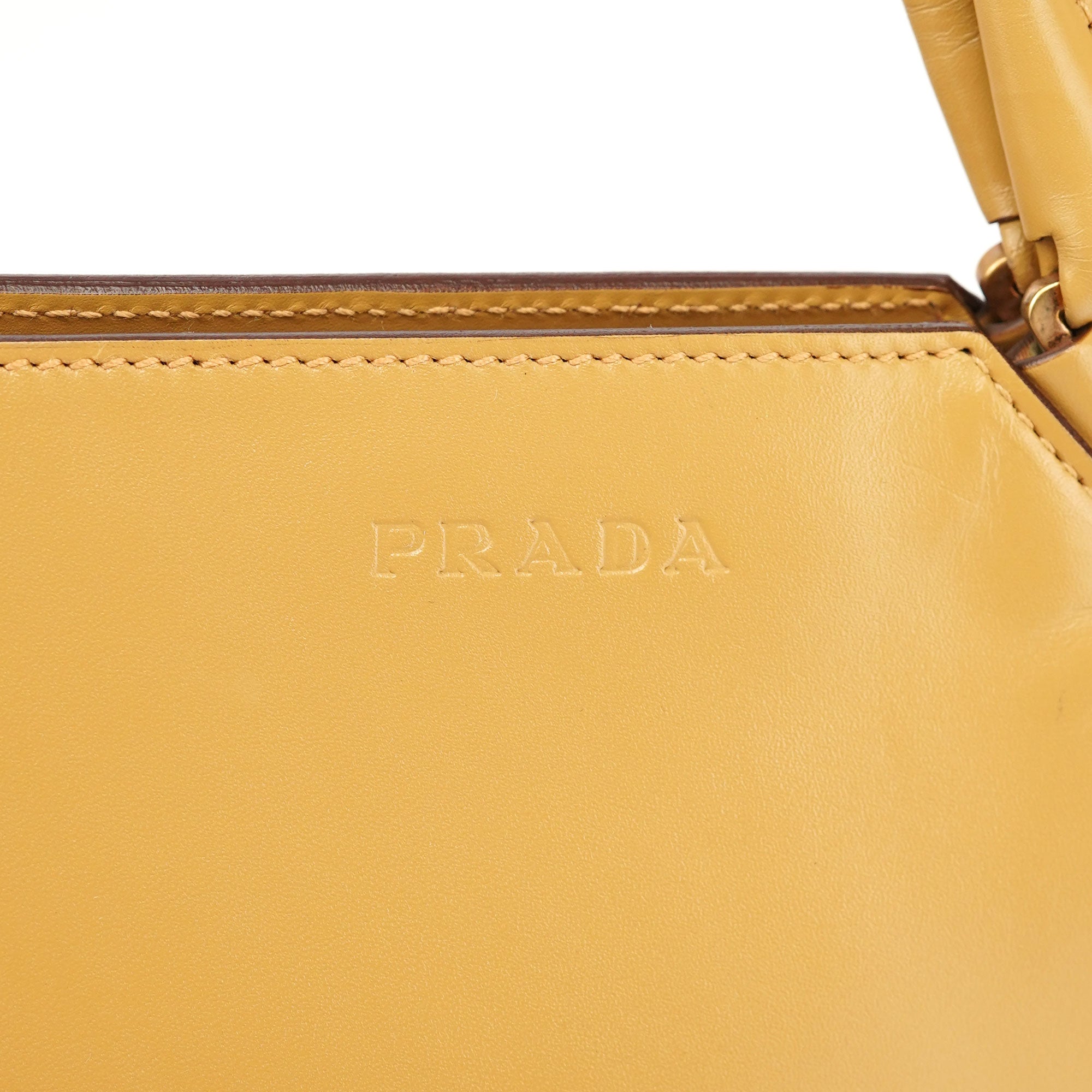 Prada Yellow Vitello Chic Shoulder Bag