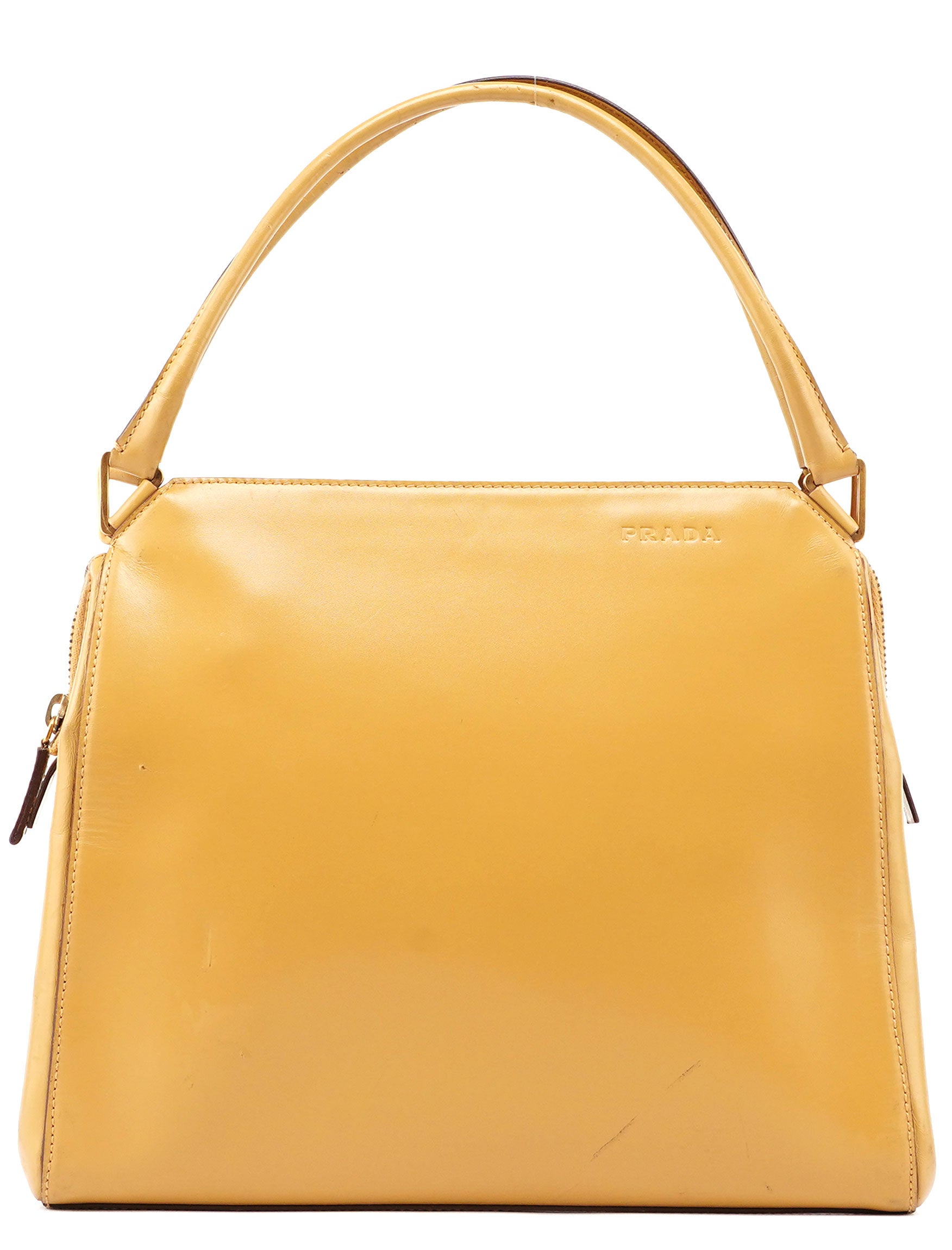 Prada Sac porté épaule Vitello Chic en cuir de veau jaune