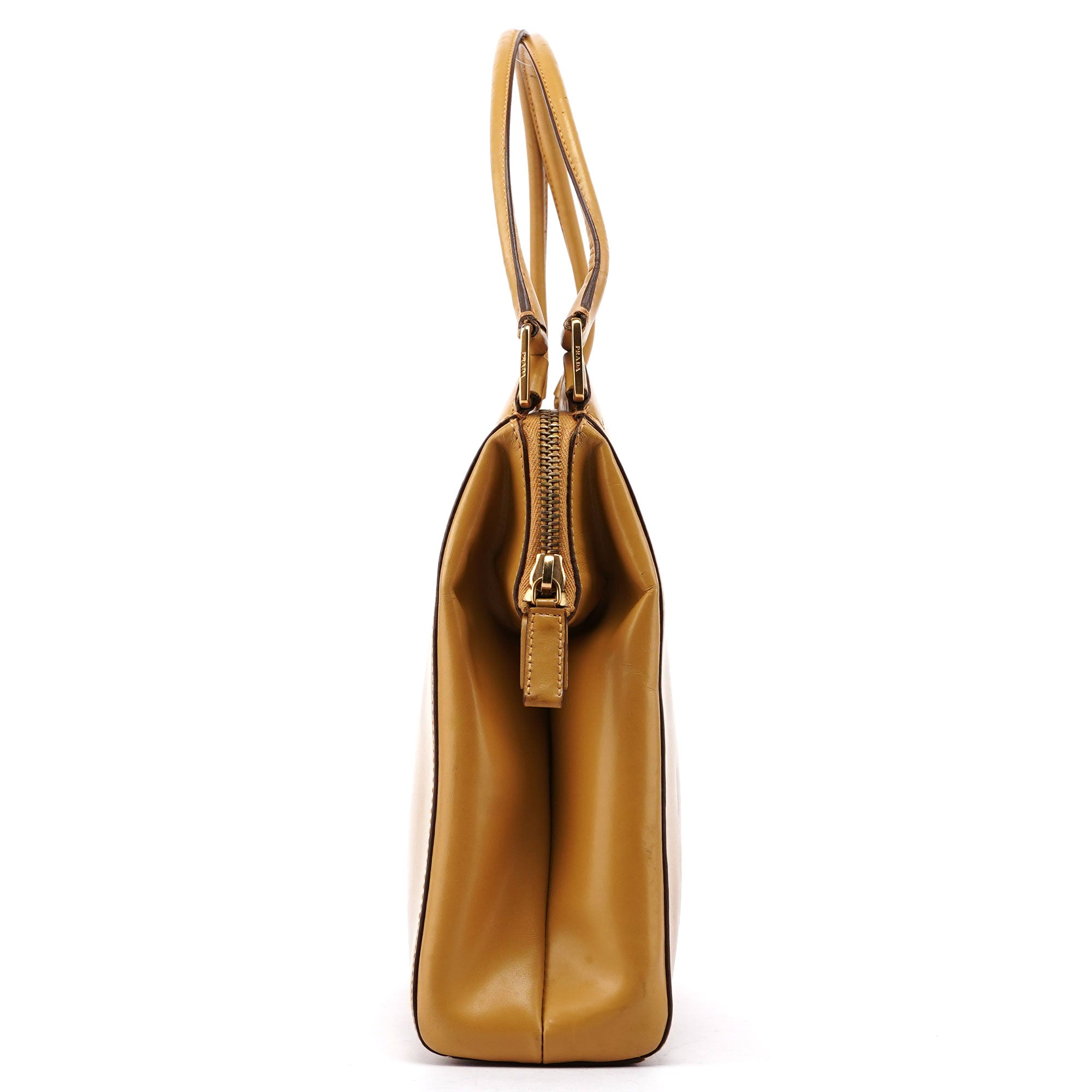 Prada Sac porté épaule Vitello Chic en cuir de veau jaune