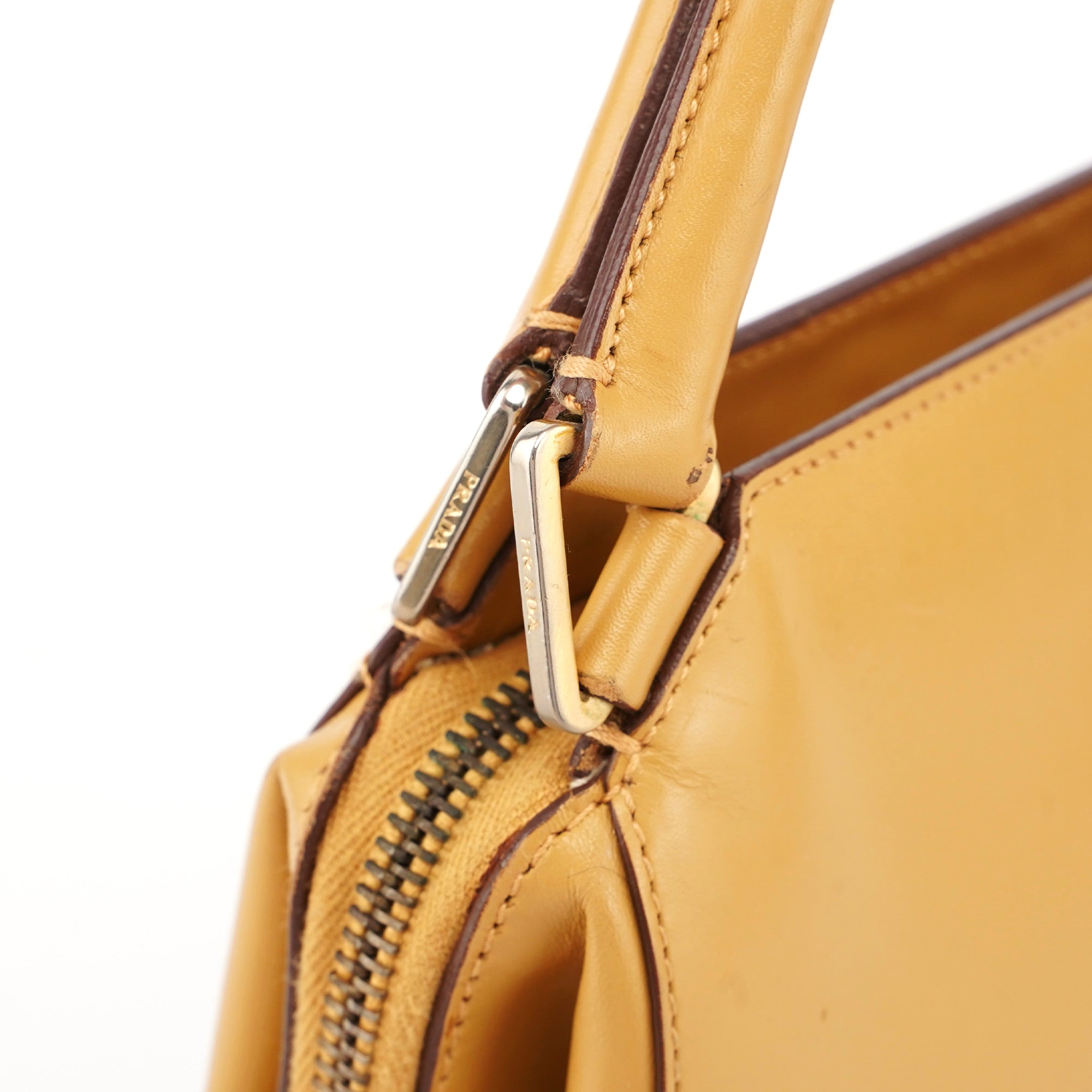 Prada Yellow Vitello Chic Shoulder Bag