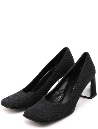Fall 1998 Wool Mirror-Heel Square-Toe Pumps EU 38